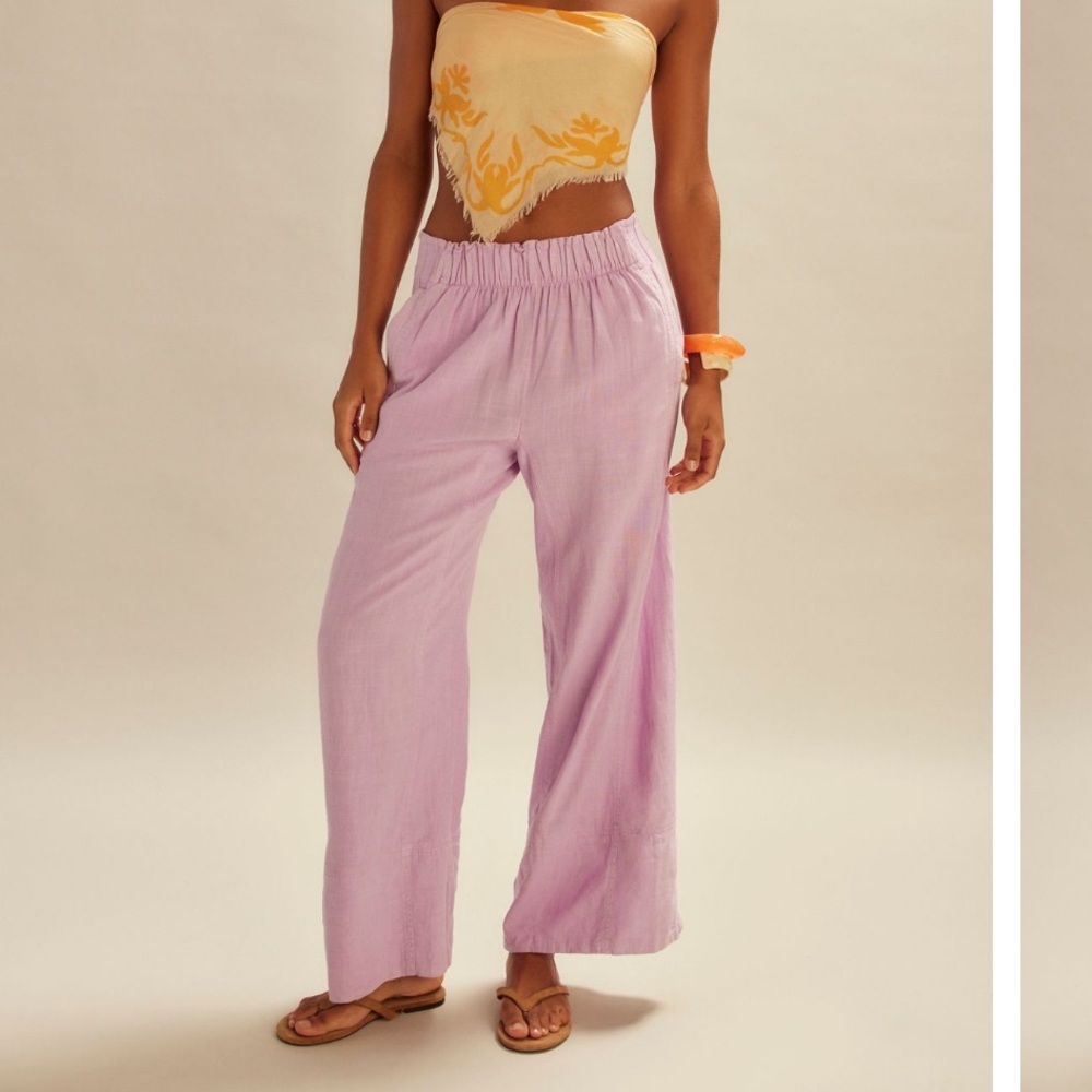 NWT Free People Day's End Linen Pull-On Relaxed Trouser Pants
